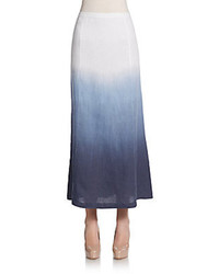 Бело-синяя длинная юбка со складками
