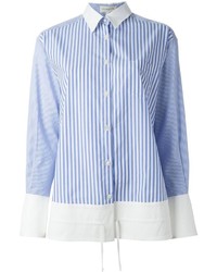 Женская бело-синяя классическая рубашка в вертикальную полоску от Aquilano Rimondi