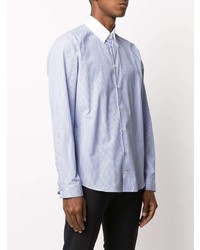 Мужская бело-синяя классическая рубашка в вертикальную полоску от MACKINTOSH