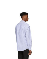 Мужская бело-синяя классическая рубашка в вертикальную полоску от Ralph Lauren Purple Label