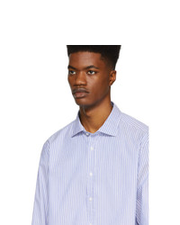 Мужская бело-синяя классическая рубашка в вертикальную полоску от Ralph Lauren Purple Label