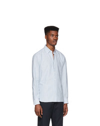 Мужская бело-синяя классическая рубашка в вертикальную полоску от Eidos