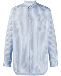 Мужская бело-синяя классическая рубашка в вертикальную полоску от Comme Des Garcons SHIRT