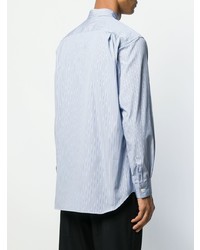 Мужская бело-синяя классическая рубашка в вертикальную полоску от Comme Des Garcons SHIRT