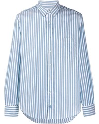 Мужская бело-синяя классическая рубашка в вертикальную полоску от Lanvin