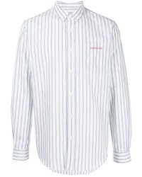 Мужская бело-синяя классическая рубашка в вертикальную полоску от Maison Labiche