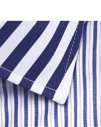 Мужская бело-синяя классическая рубашка в вертикальную полоску от Etro