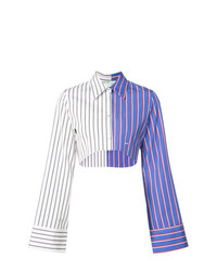 Женская бело-синяя классическая рубашка в вертикальную полоску от Off-White