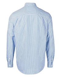 Мужская бело-синяя классическая рубашка в вертикальную полоску от SPORT b. by agnès b.