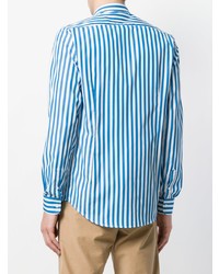Мужская бело-синяя классическая рубашка в вертикальную полоску от Department 5