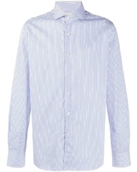 Мужская бело-синяя классическая рубашка в вертикальную полоску от Xacus