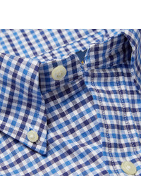 Мужская бело-синяя классическая рубашка в мелкую клетку от Polo Ralph Lauren