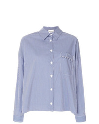 Женская бело-синяя классическая рубашка в шотландскую клетку от Semicouture
