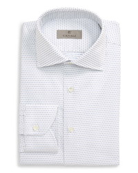 Бело-синяя классическая рубашка с геометрическим рисунком