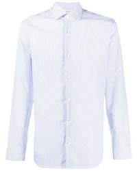 Мужская бело-синяя классическая рубашка с геометрическим рисунком от Z Zegna