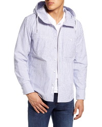 Бело-синяя куртка-рубашка в вертикальную полоску