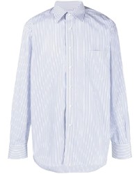 Мужская бело-синяя рубашка с длинным рукавом в вертикальную полоску от Aspesi
