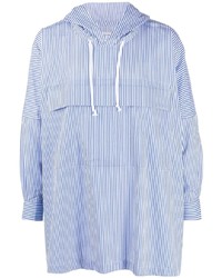 Мужская бело-синяя рубашка с длинным рукавом в вертикальную полоску от Comme des Garcons