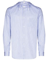 Мужская бело-синяя рубашка с длинным рукавом в вертикальную полоску от Comme Des Garcons SHIRT