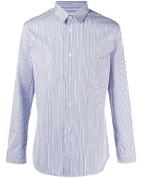 Мужская бело-синяя рубашка с длинным рукавом в вертикальную полоску от Comme Des Garcons SHIRT