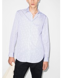 Мужская бело-синяя рубашка с длинным рукавом в вертикальную полоску от Sunflower