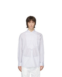 Мужская бело-синяя рубашка с длинным рукавом в вертикальную полоску от Junya Watanabe