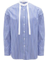 Мужская бело-синяя рубашка с длинным рукавом в вертикальную полоску от JW Anderson
