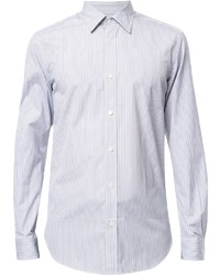 Мужская бело-синяя рубашка с длинным рукавом в вертикальную полоску от Kent & Curwen