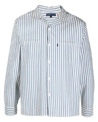 Мужская бело-синяя рубашка с длинным рукавом в вертикальную полоску от Levi's Made & Crafted