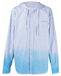 Мужская бело-синяя рубашка с длинным рукавом в вертикальную полоску от Marni
