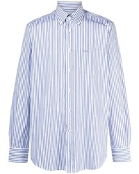 Мужская бело-синяя рубашка с длинным рукавом в вертикальную полоску от Paul & Shark