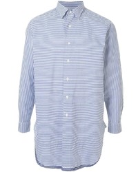 Мужская бело-синяя рубашка с длинным рукавом в горизонтальную полоску от Kent & Curwen