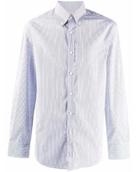 Мужская бело-синяя рубашка с длинным рукавом в клетку от Brunello Cucinelli