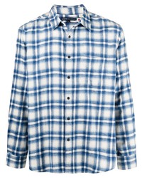 Мужская бело-синяя рубашка с длинным рукавом в шотландскую клетку от Levi's Made & Crafted