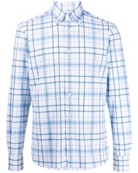 Мужская бело-синяя рубашка с длинным рукавом в шотландскую клетку от Orian
