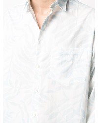 Мужская бело-синяя рубашка с длинным рукавом с принтом от Jacquemus