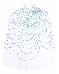 Мужская бело-синяя рубашка с длинным рукавом с цветочным принтом от Marni