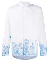 Мужская бело-синяя рубашка с длинным рукавом с цветочным принтом от Soulland