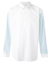 Мужская бело-синяя рубашка с длинным рукавом от Comme Des Garcons SHIRT