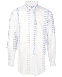 Мужская бело-синяя рубашка с длинным рукавом от Engineered Garments