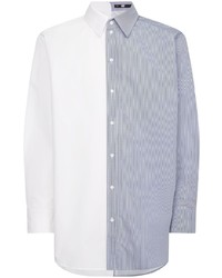 Мужская бело-синяя рубашка с длинным рукавом от Karl Lagerfeld