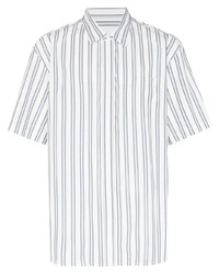 Мужская бело-синяя рубашка с коротким рукавом в вертикальную полоску от Palmes