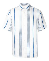 Мужская бело-синяя рубашка с коротким рукавом в вертикальную полоску от PENINSULA SWIMWEA
