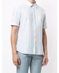 Мужская бело-синяя рубашка с коротким рукавом в вертикальную полоску от D'urban