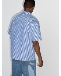 Мужская бело-синяя рубашка с коротким рукавом в вертикальную полоску от Sunflower