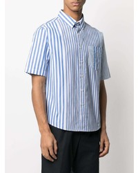 Мужская бело-синяя рубашка с коротким рукавом в вертикальную полоску от Viktor & Rolf