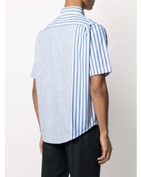Мужская бело-синяя рубашка с коротким рукавом в вертикальную полоску от Viktor & Rolf