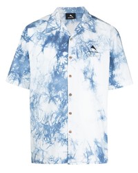 Мужская бело-синяя рубашка с коротким рукавом с принтом тай-дай от Mauna Kea