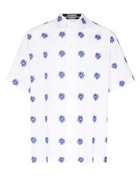Мужская бело-синяя рубашка с коротким рукавом с цветочным принтом от Jacquemus
