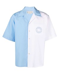Мужская бело-синяя рубашка с коротким рукавом от Marni